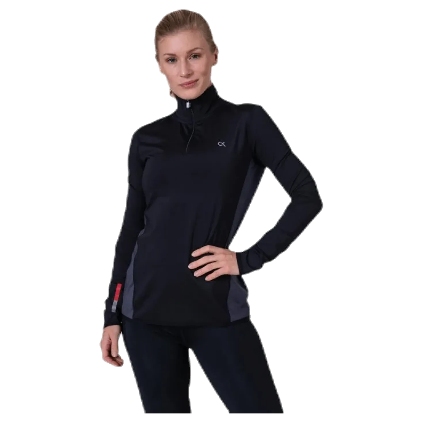 Long Sleeve 1/2 Zip Top Black
