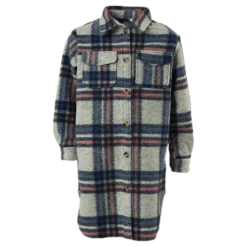 Lou-Lou L/S Check Long Shacket Grey