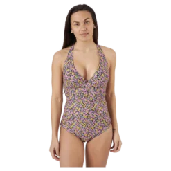 Maui Tied Back Swimsuit Black Black Printed