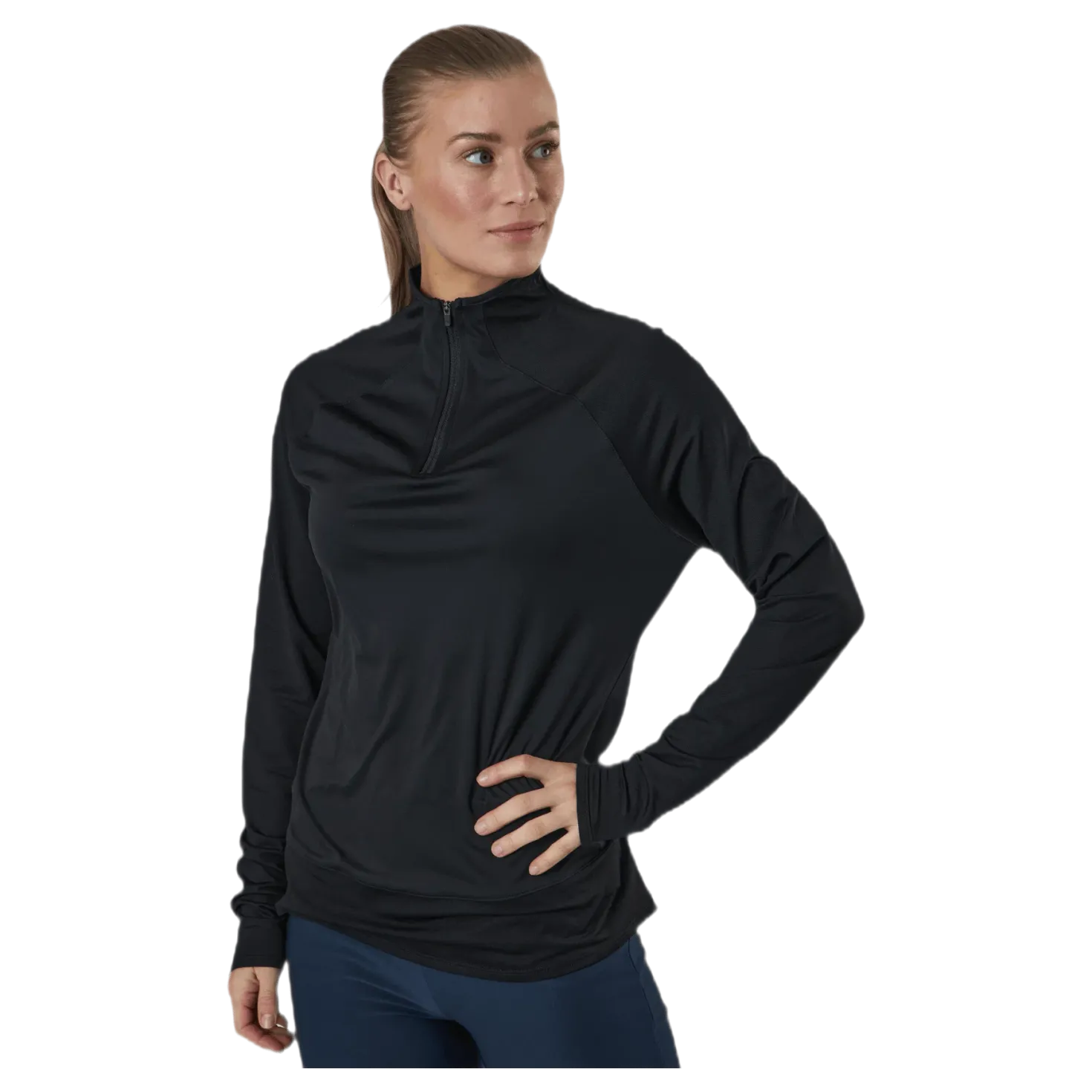 Mesh 1/4 Zip Black