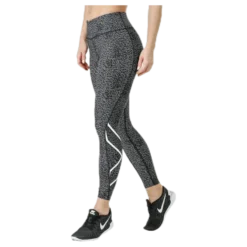 Mid-Rise Compression Print Tights W White/Black