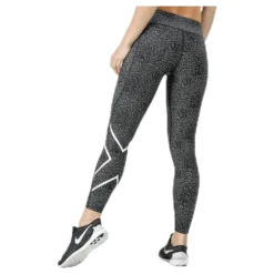 Mid-Rise Compression Print Tights W White/Black