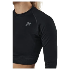 Molly Seamless Ls Crop Top Black