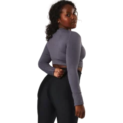 Molly Seamless Ls Crop Top Blue