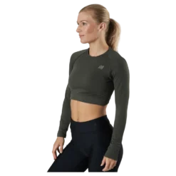 Molly Seamless Ls Crop Top Green