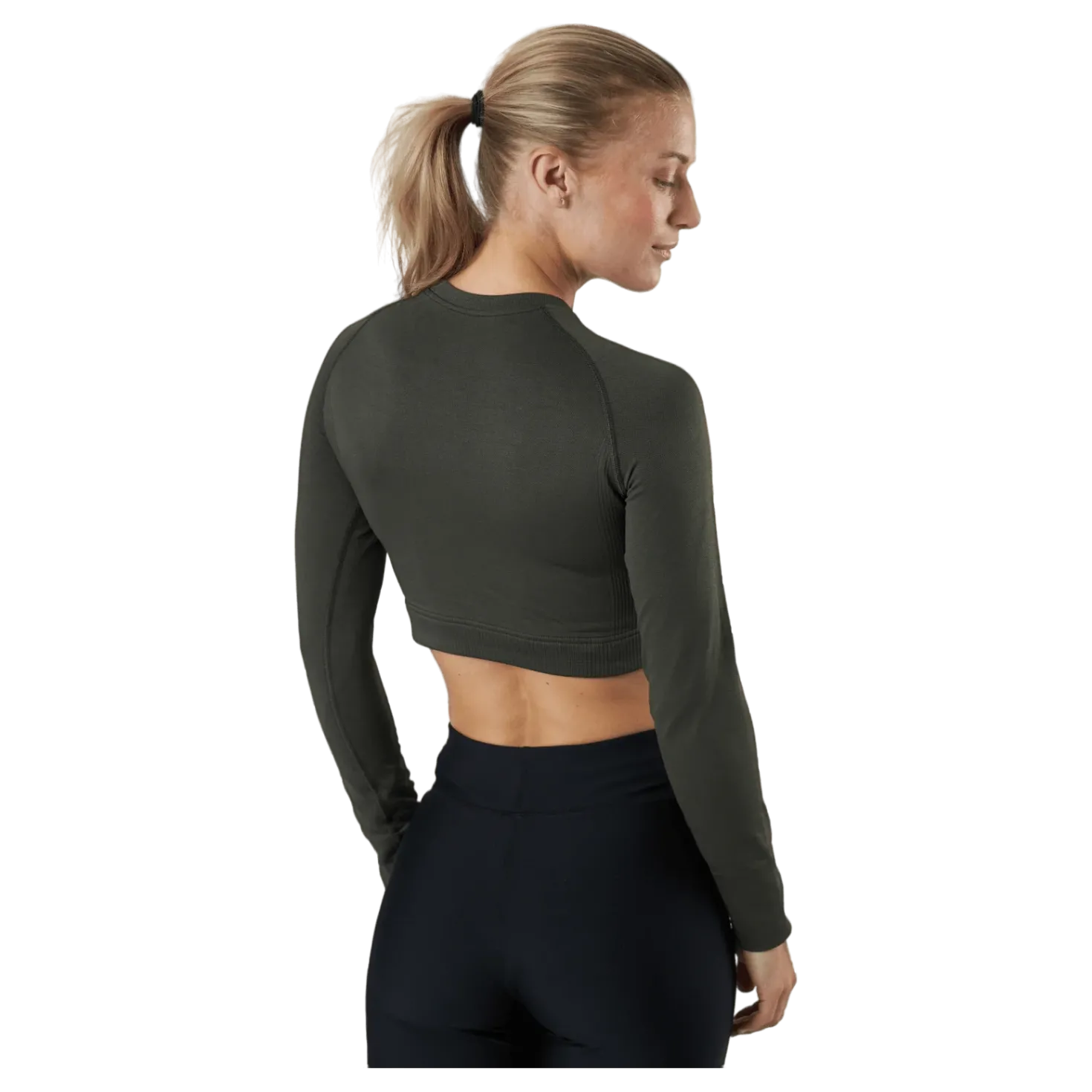 Molly Seamless Ls Crop Top Green