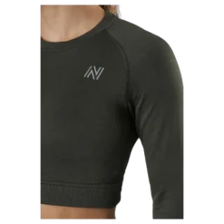 Molly Seamless Ls Crop Top Green