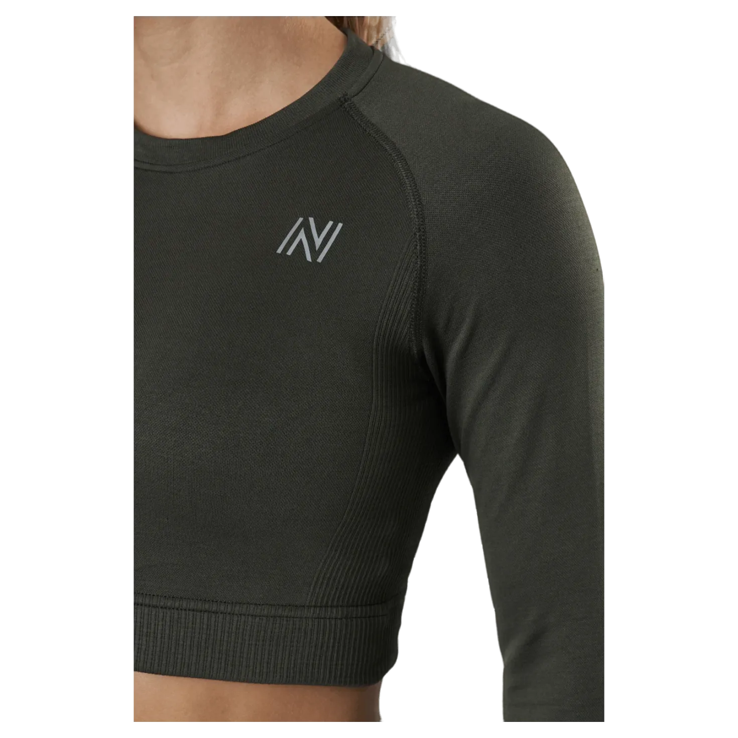 Molly Seamless Ls Crop Top Green