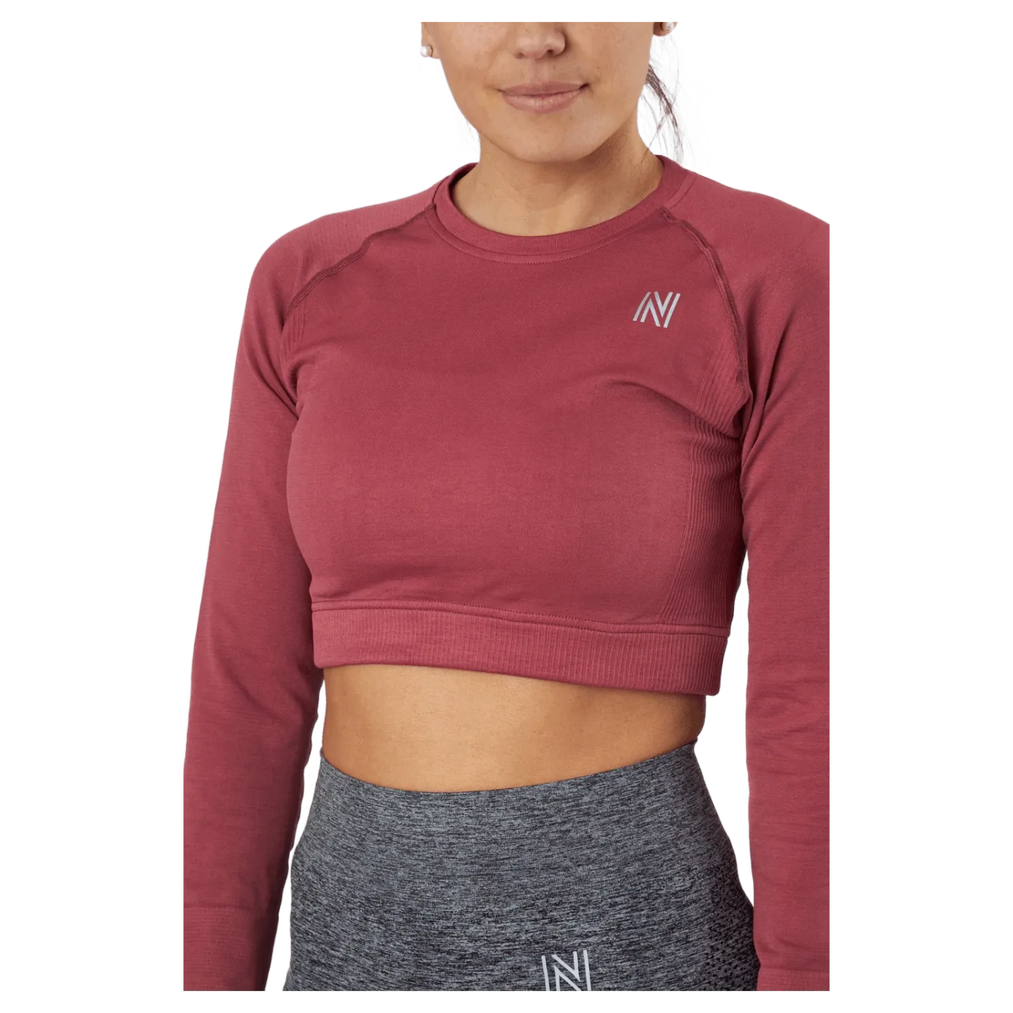Molly Seamless LS Crop Top Pink