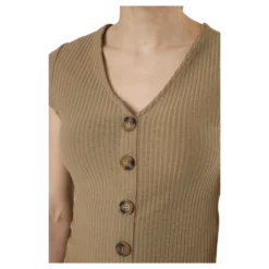 Nella S/S Button Top Jrs Beige