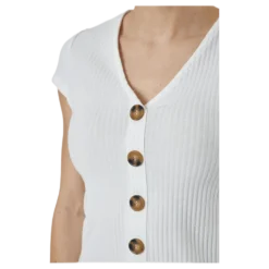 Nella S/S Button Top Jrs White
