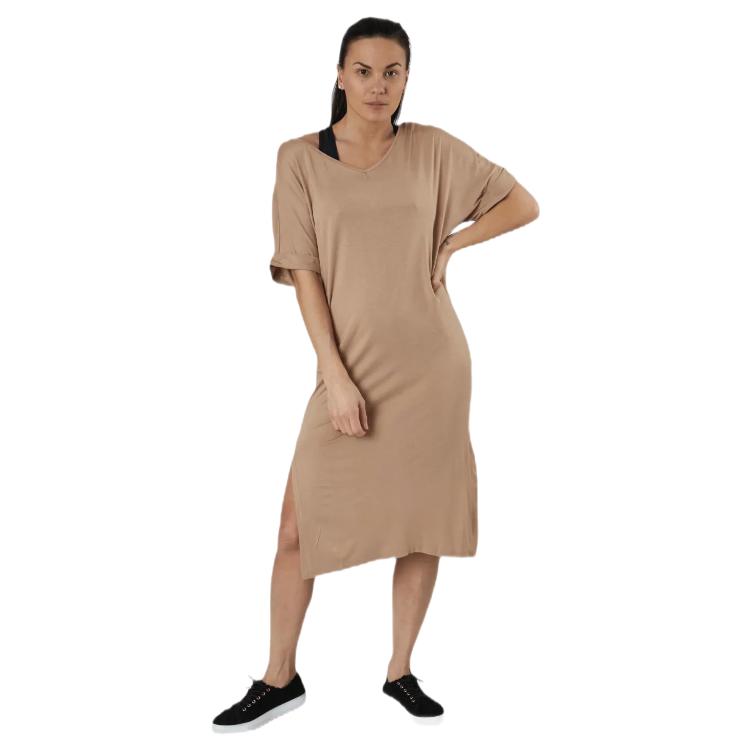 Neora Ss Fold Up Dress Beige