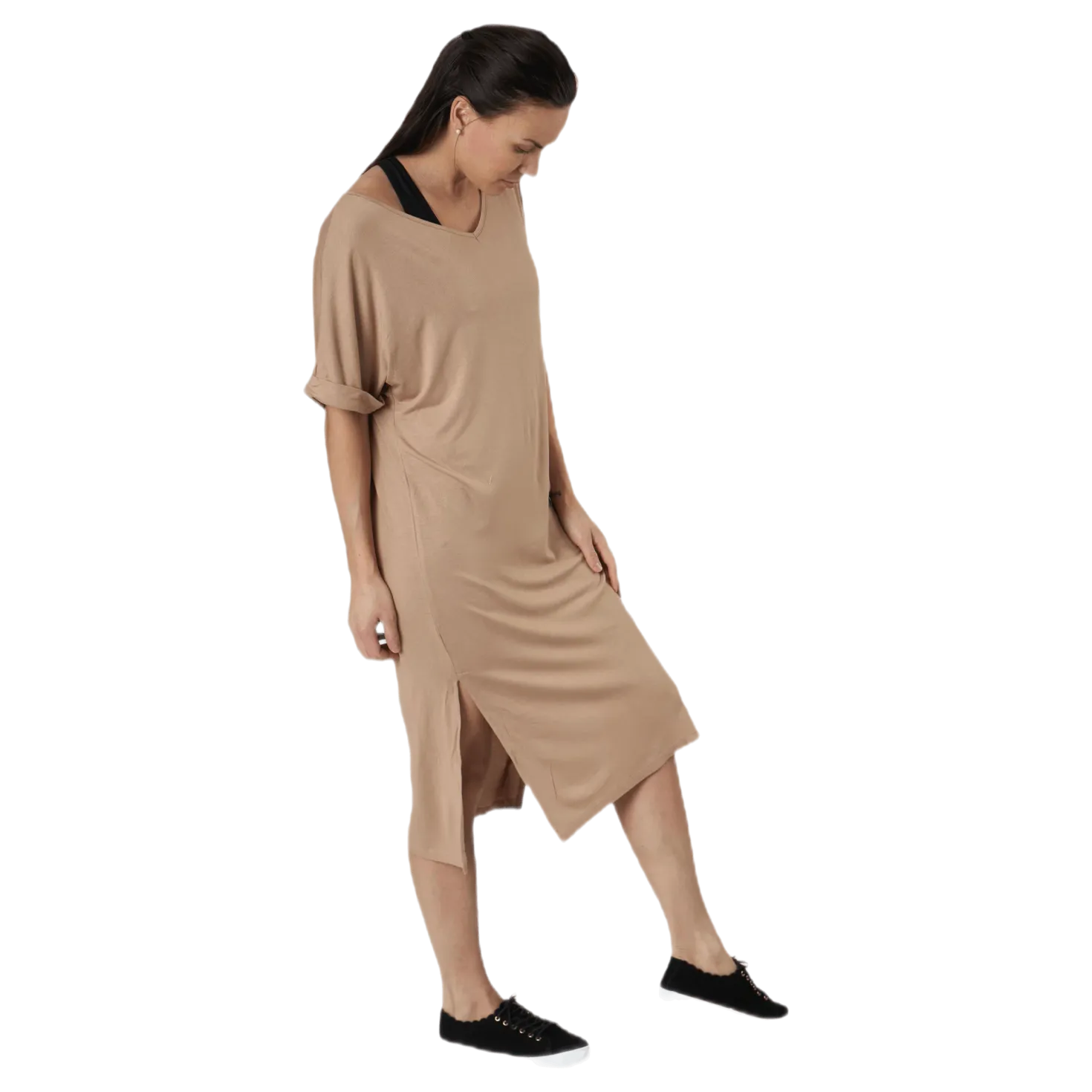 Neora Ss Fold Up Dress Beige