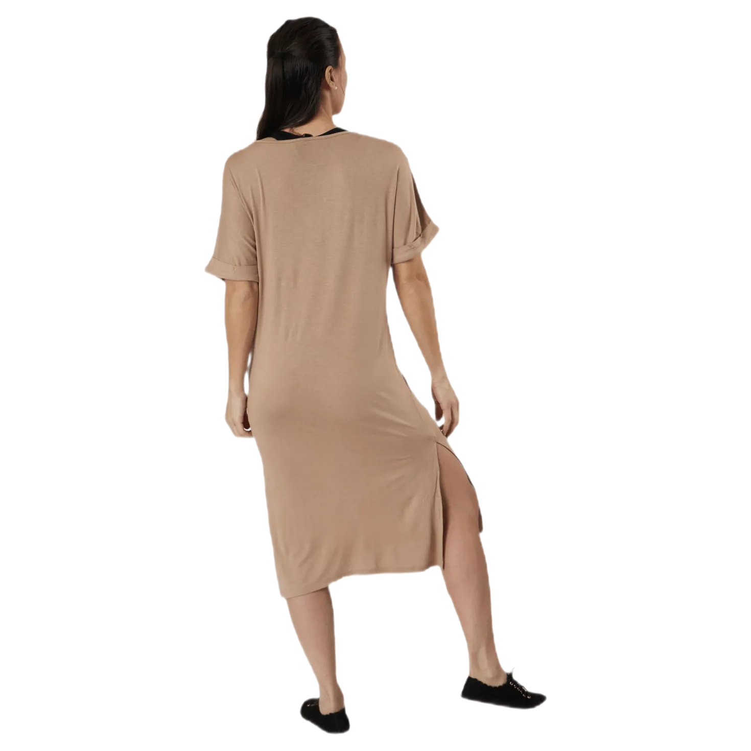 Neora Ss Fold Up Dress Beige