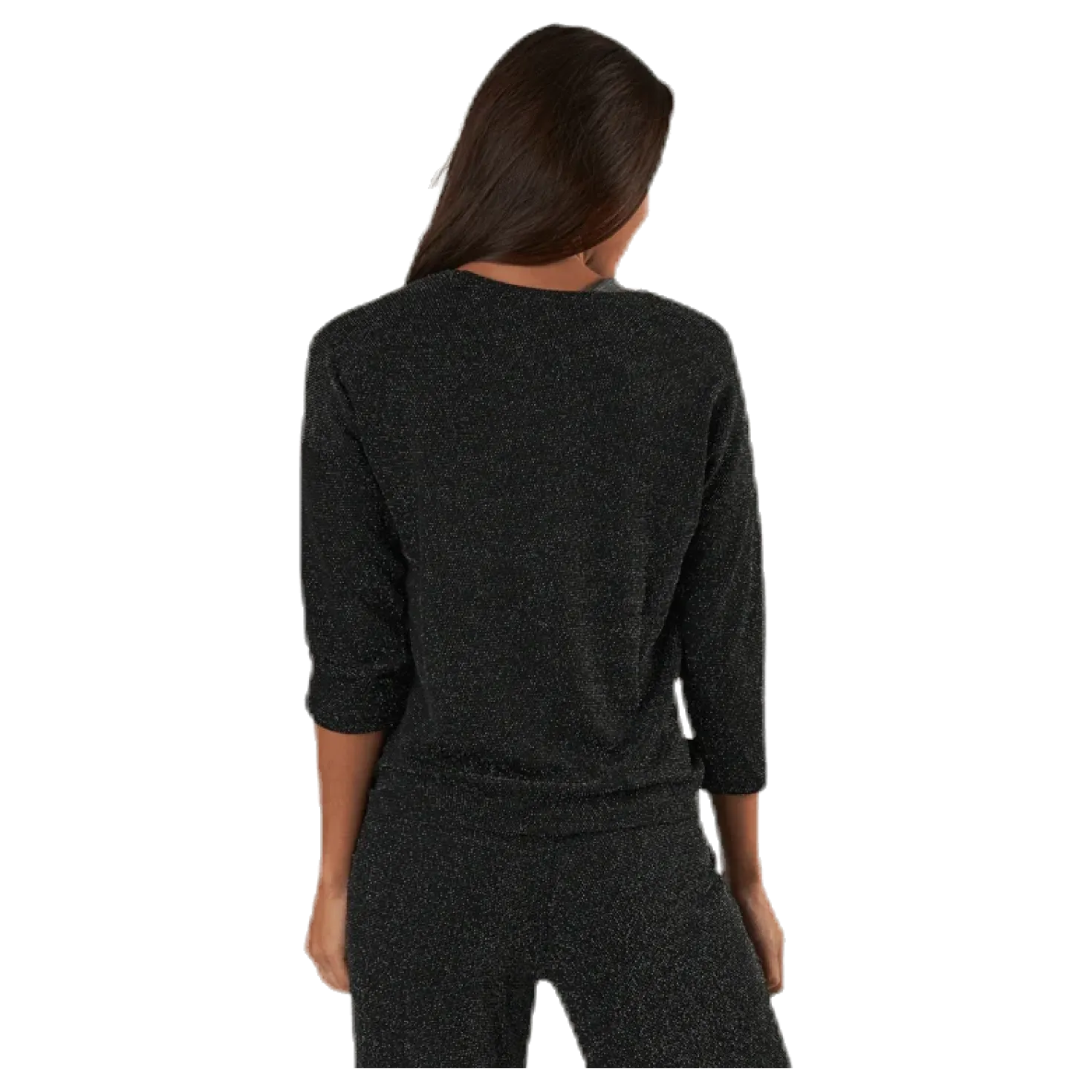 New Queen 3/4 Glitter Top Jrs Black