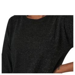 New Queen 3/4 Glitter Top Jrs Black