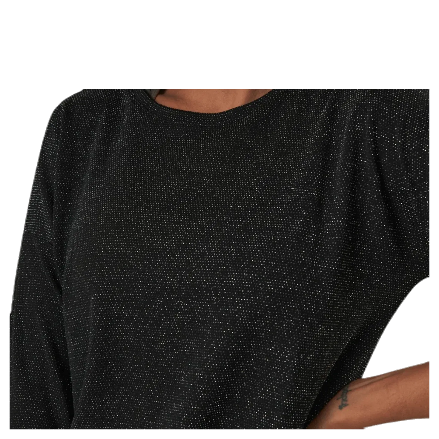 New Queen 3/4 Glitter Top Jrs Black