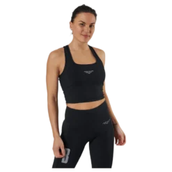 Night Rib Crop Tank Black