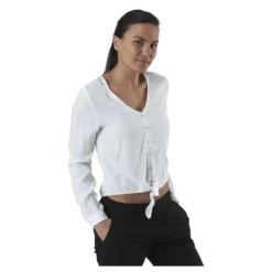 Nina Life L/S Tie Shirt Wvn White