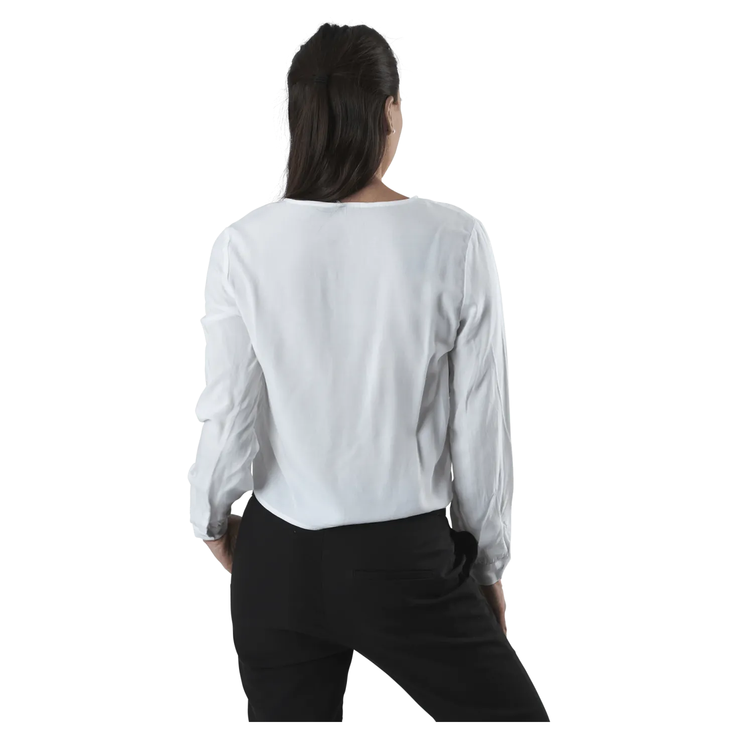 Nina Life L/S Tie Shirt Wvn White