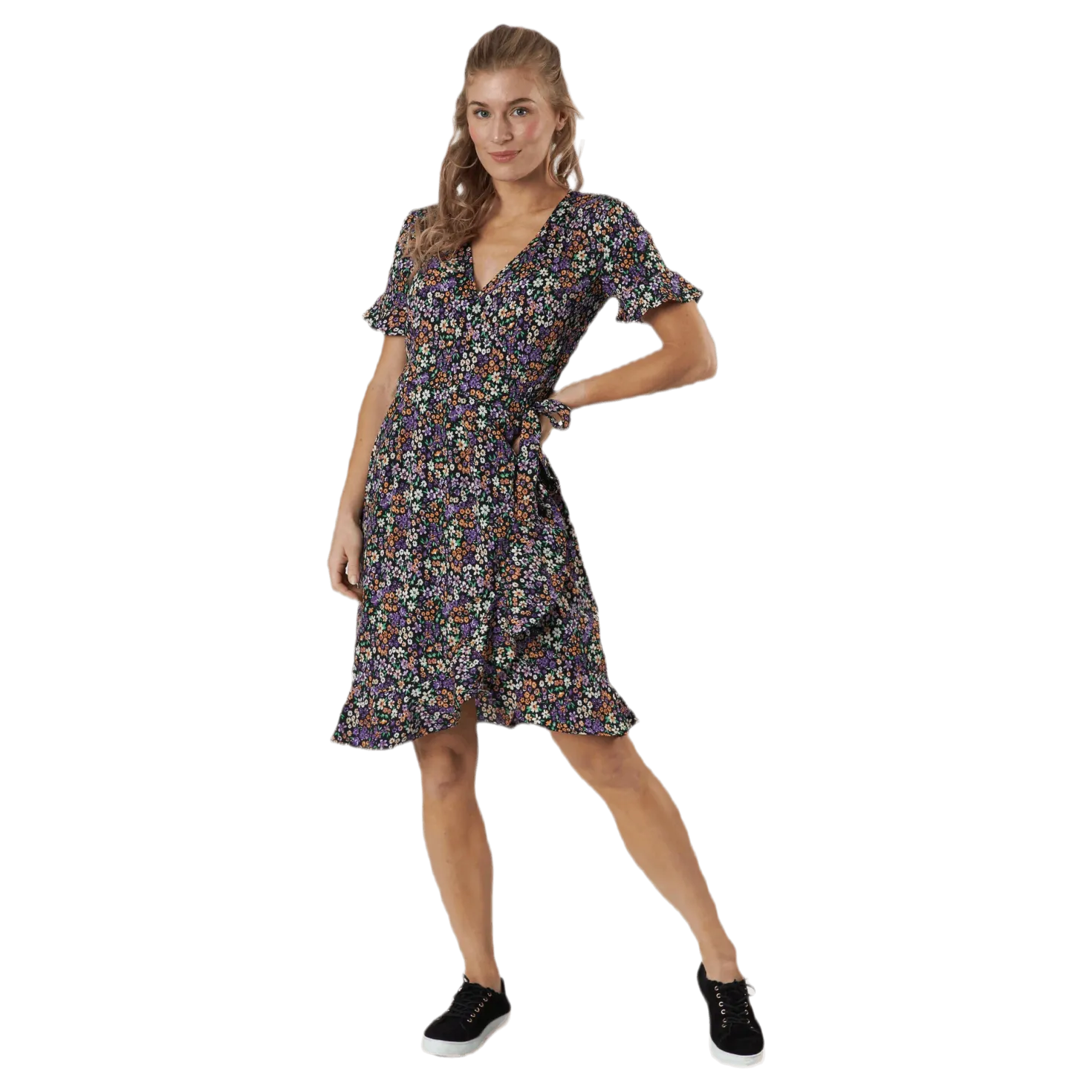 Olivia S/S Wrap Dress Wvn Black