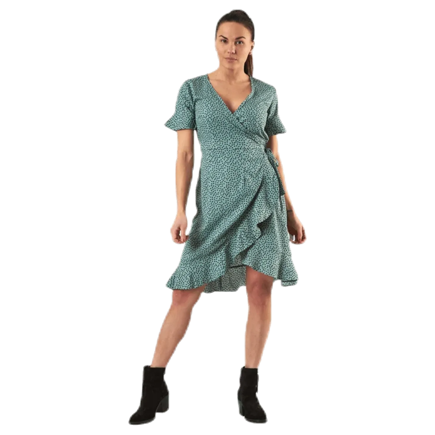 Olivia S/S Wrap Dress Wvn Green