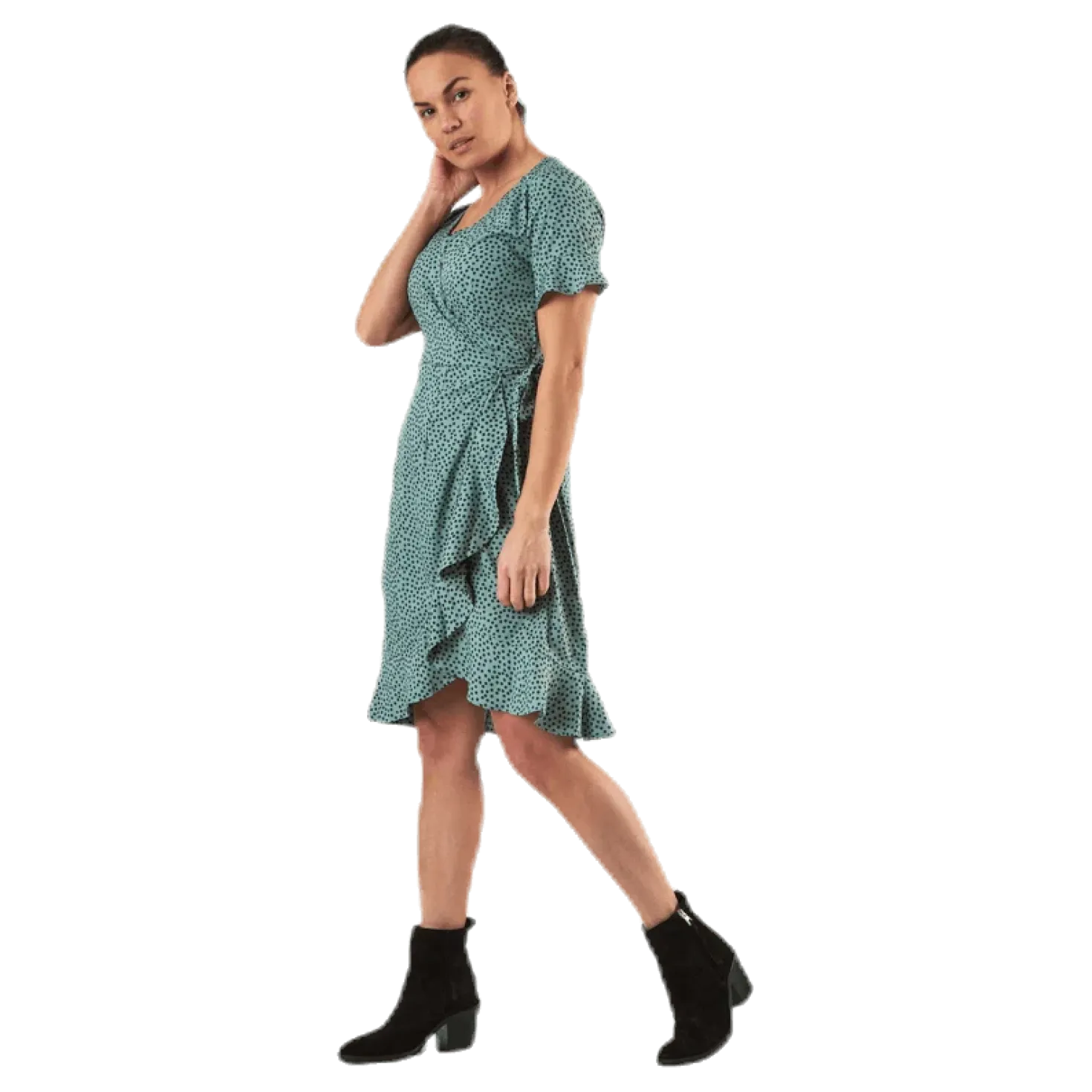 Olivia S/S Wrap Dress Wvn Green