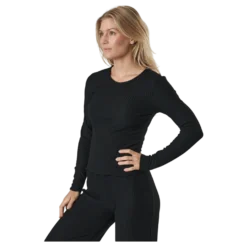 Onlnella L/s O-neck Rib Top No Black