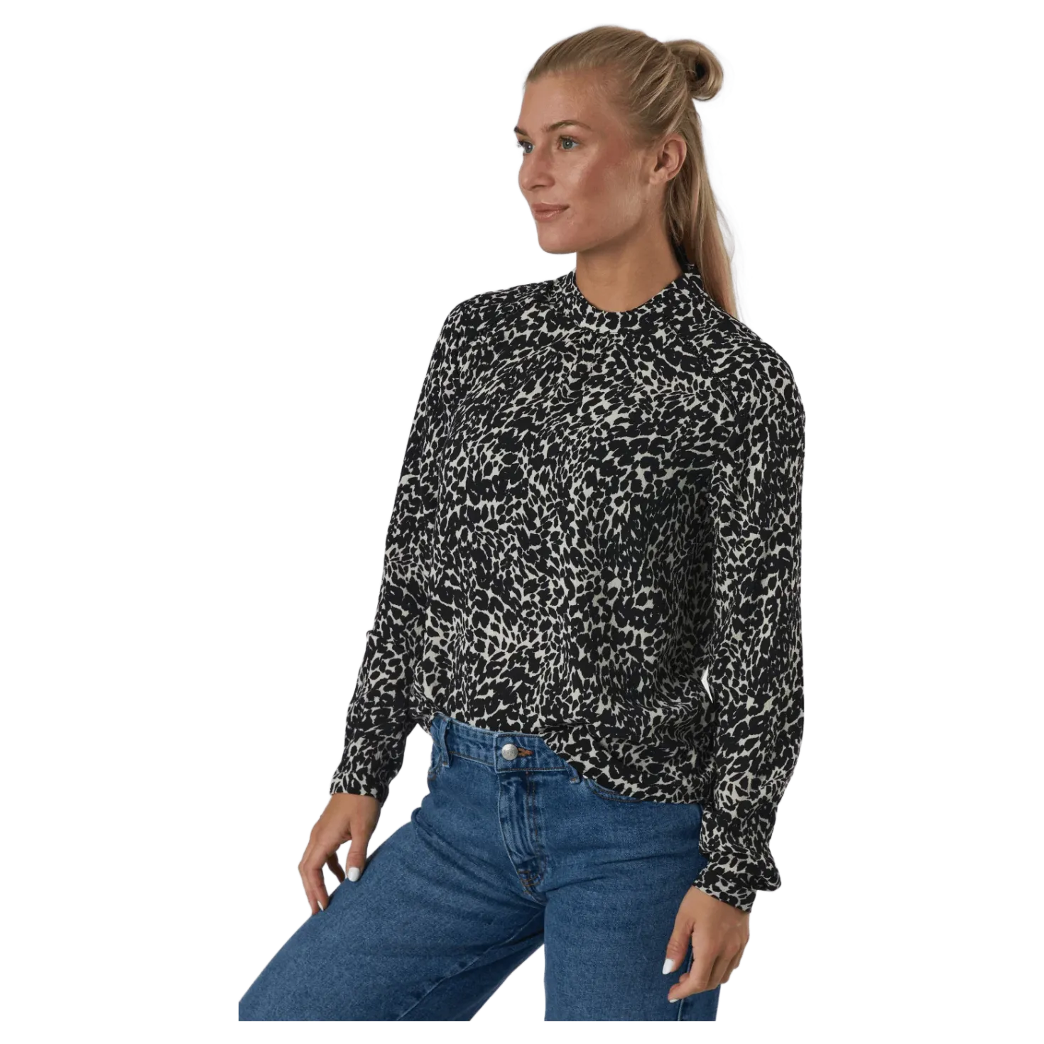 Onlnew Mallory L/s Blouse Aop Whitecap Gray