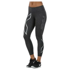 Patterned Mid-Rise Compression 7/8 Tights Black/Grey