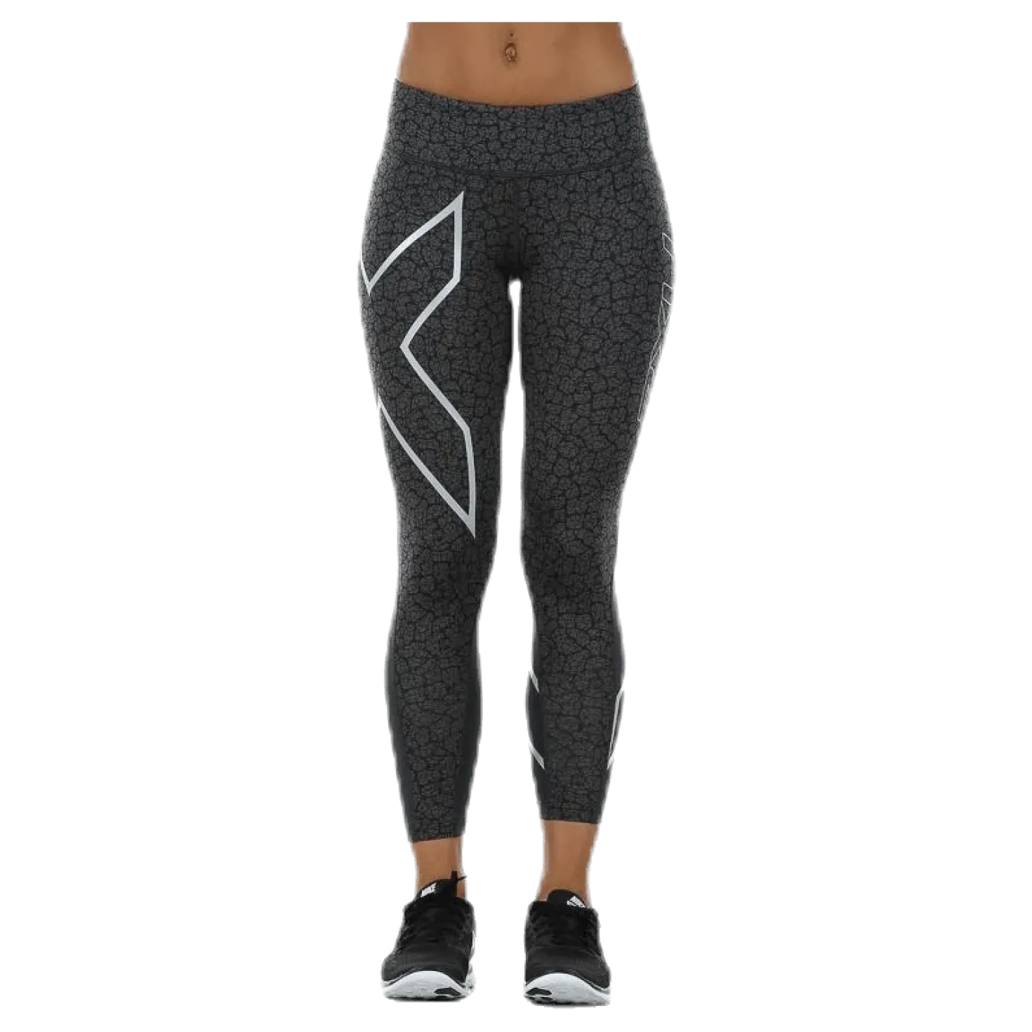 Patterned Mid-Rise Compression 7/8 Tights Black/Grey