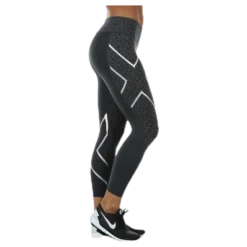 Patterned Mid-Rise Compression 7/8 Tights Black/Grey