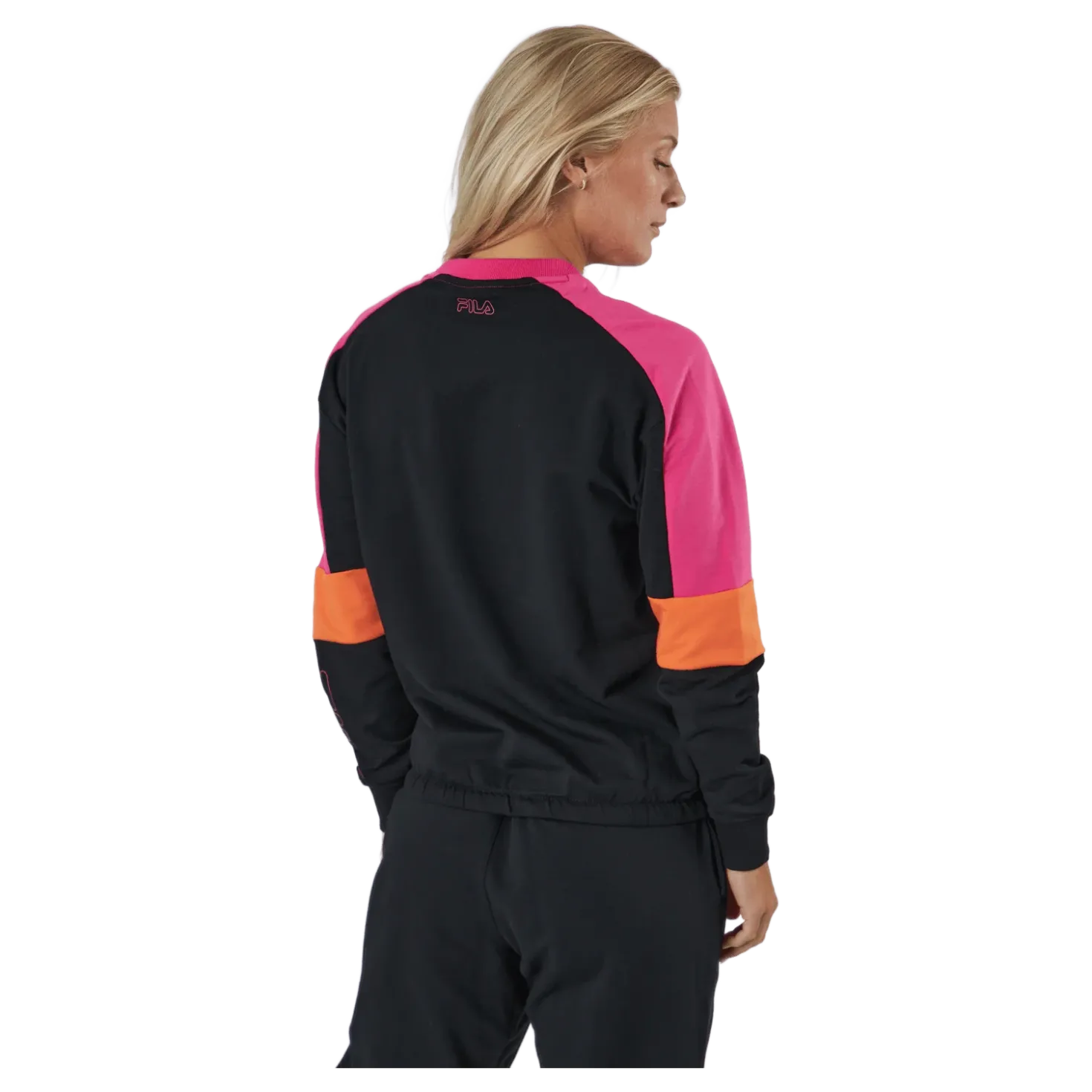 Paulina Cropped Crew Sweat Black-beetroot Purple-mandarin