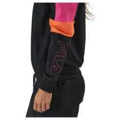 Paulina Cropped Crew Sweat Black-beetroot Purple-mandarin