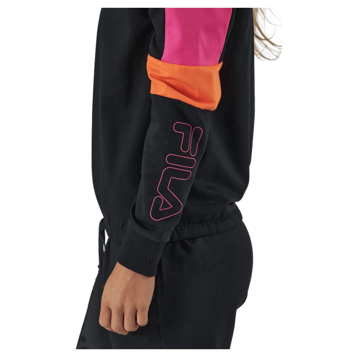 Paulina Cropped Crew Sweat Black-beetroot Purple-mandarin