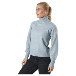 Pccava Ls High Neck Knit Bc Light Grey Melange