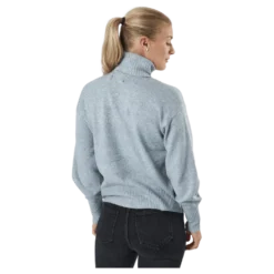 Pccava Ls High Neck Knit Bc Light Grey Melange