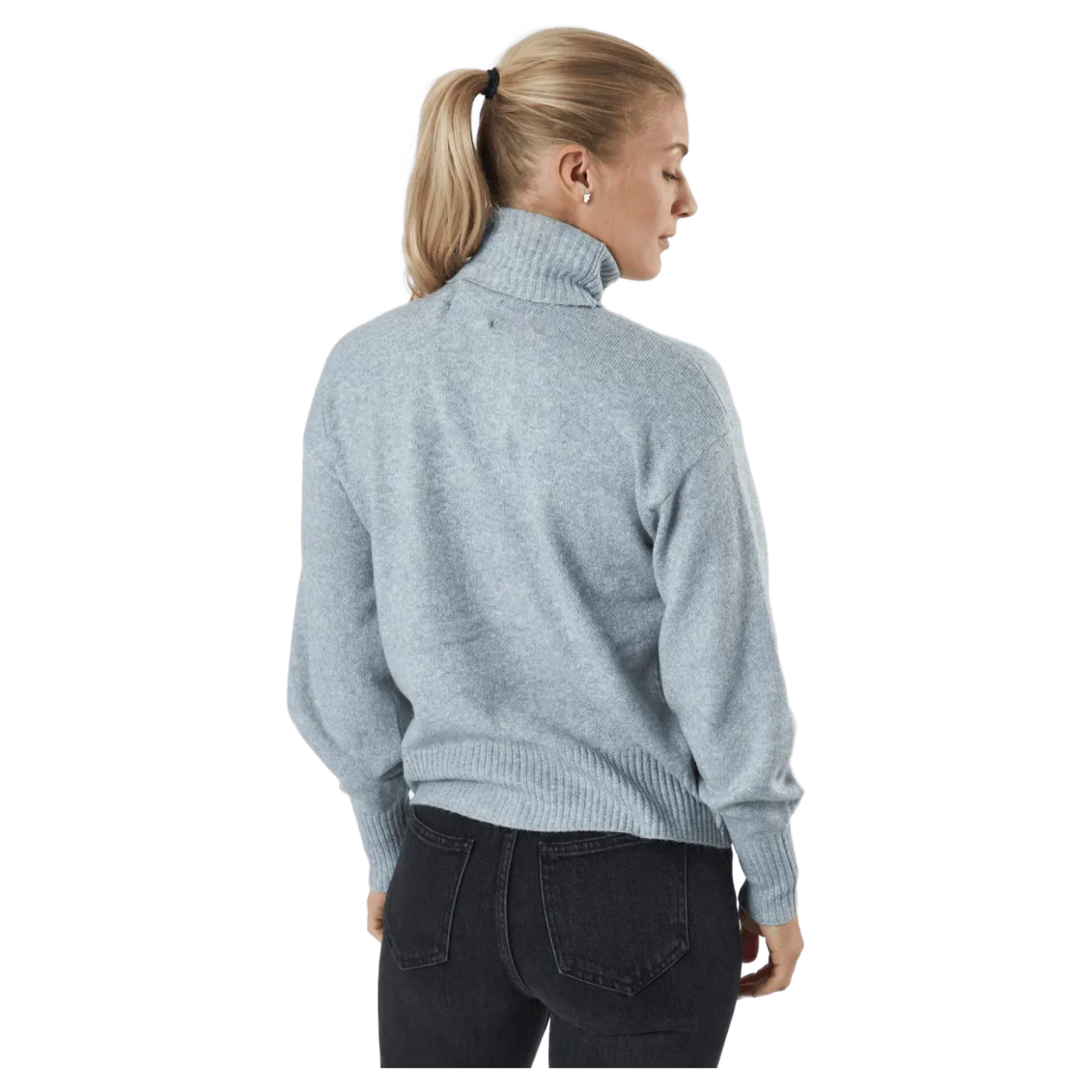 Pccava Ls High Neck Knit Bc Light Grey Melange