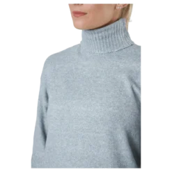 Pccava Ls High Neck Knit Bc Light Grey Melange