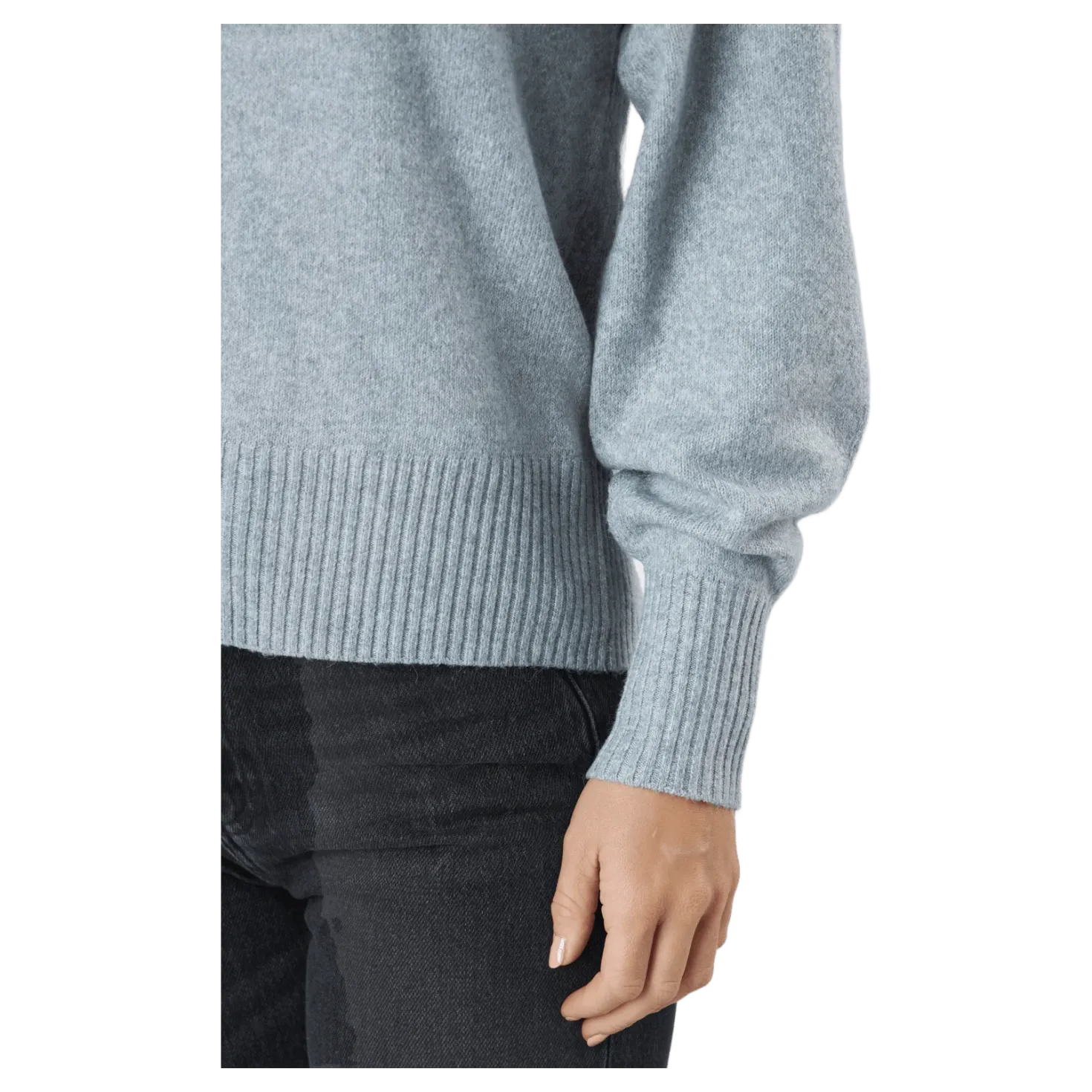 Pccava Ls High Neck Knit Bc Light Grey Melange