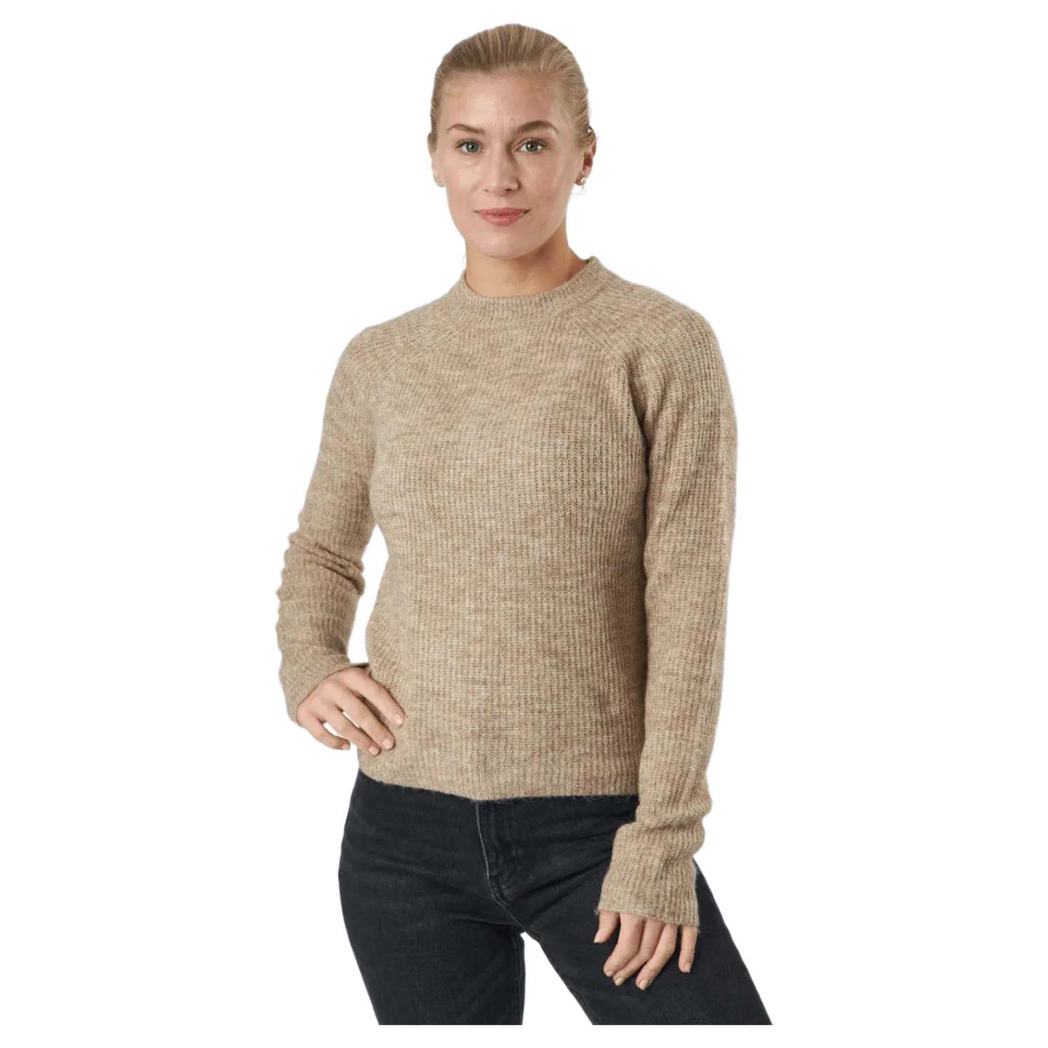 Pcellen Ls O-neck Knit Bc Silver Mink