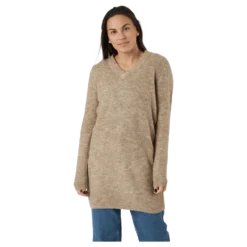 Pcellen Ls V-neck Knit DressSilver Mink