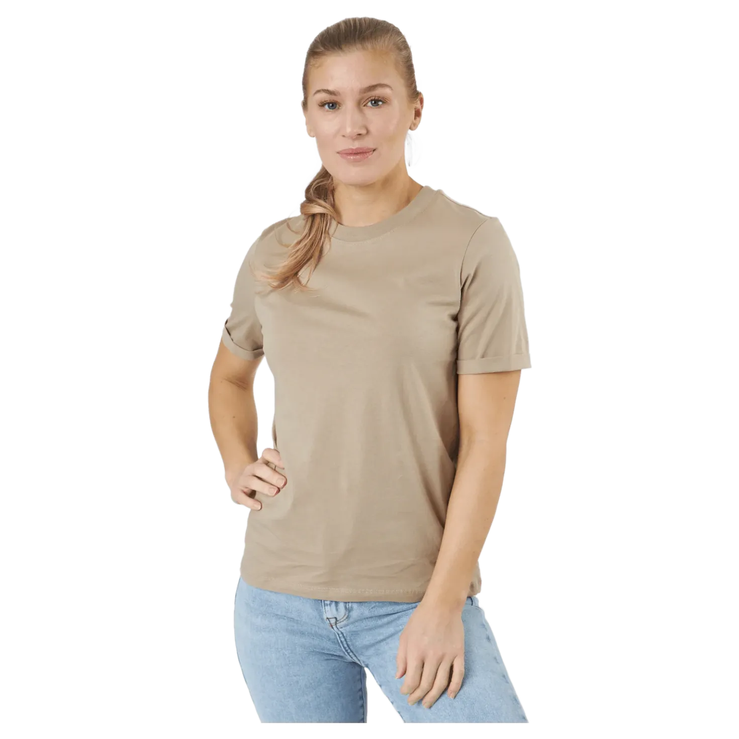 Pcria Ss Fold Up Solid Tee Bc Silver Mink