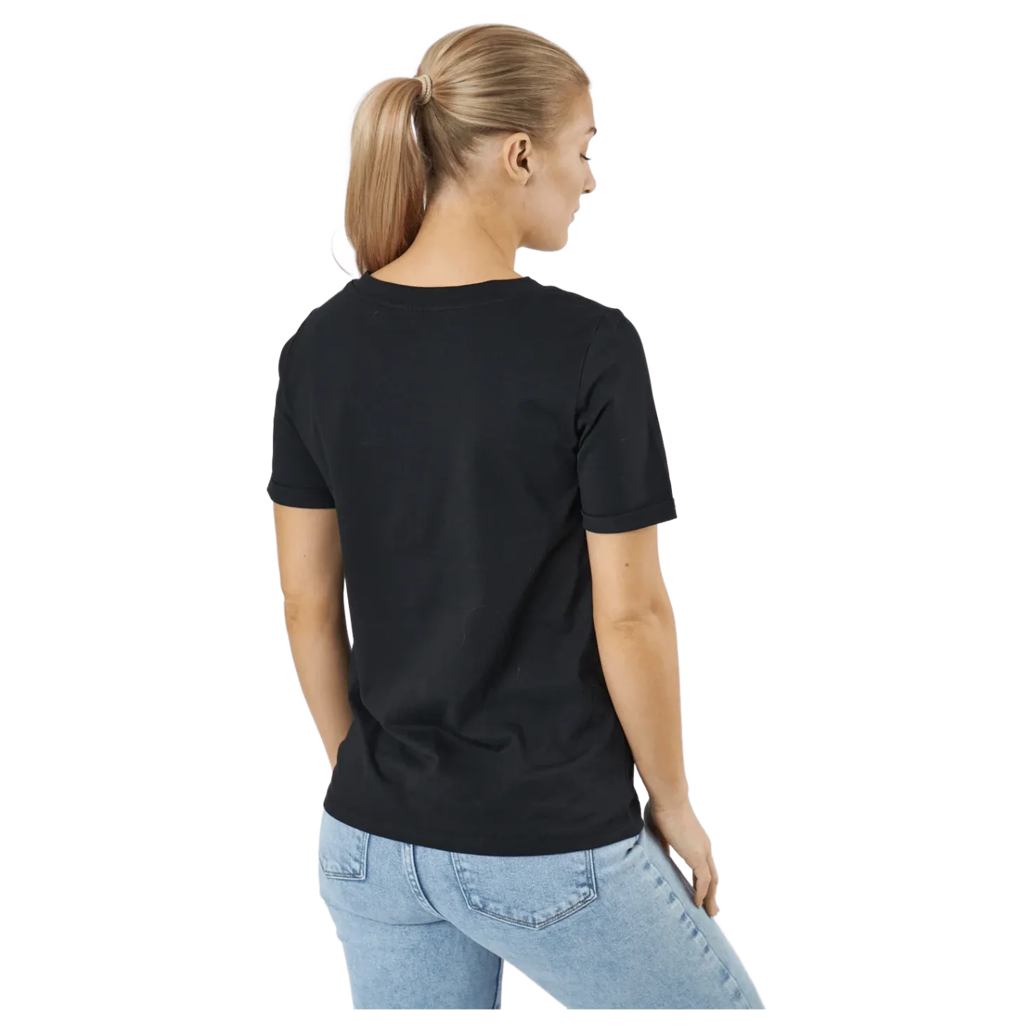 Pcria Ss V-neck Solid Tee Bc Black
