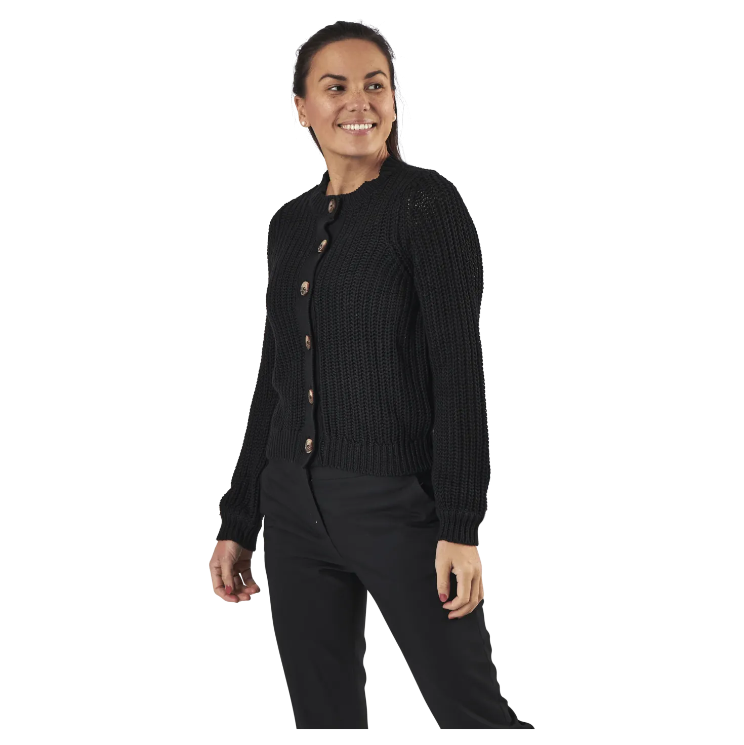 Petula Ls Knit Cardigan Black