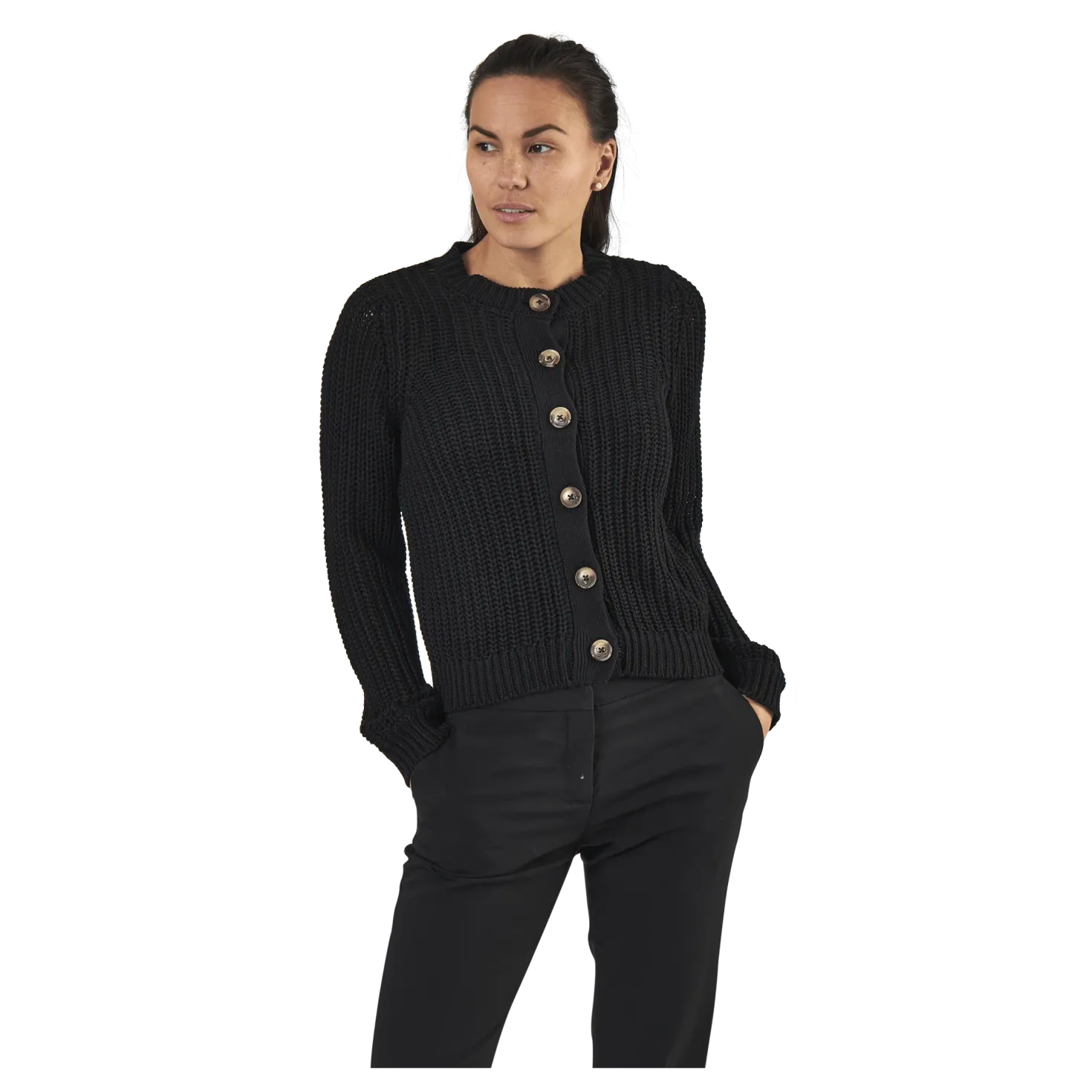 Petula Ls Knit Cardigan Black