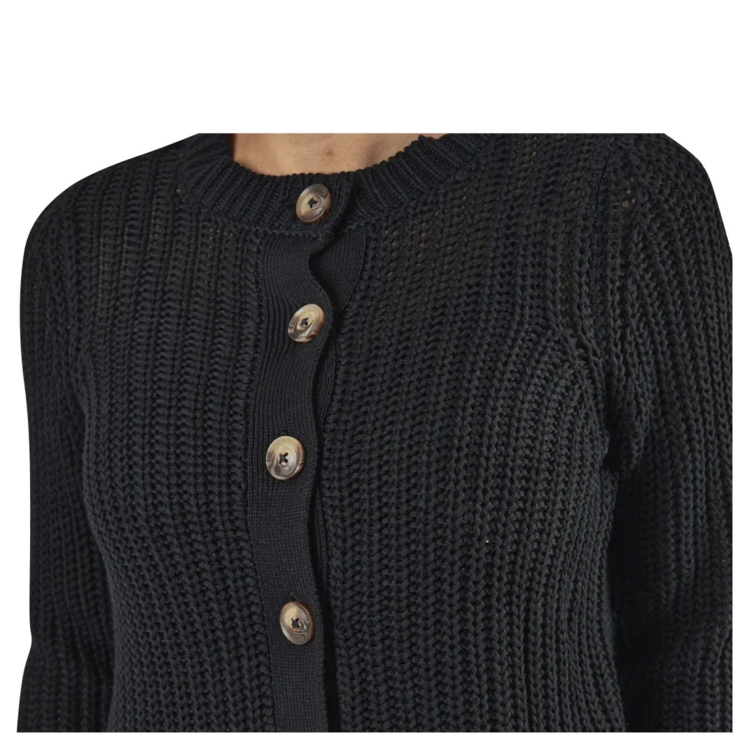 Petula Ls Knit Cardigan Black