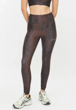 Printed High Waist Tights Brown Snake