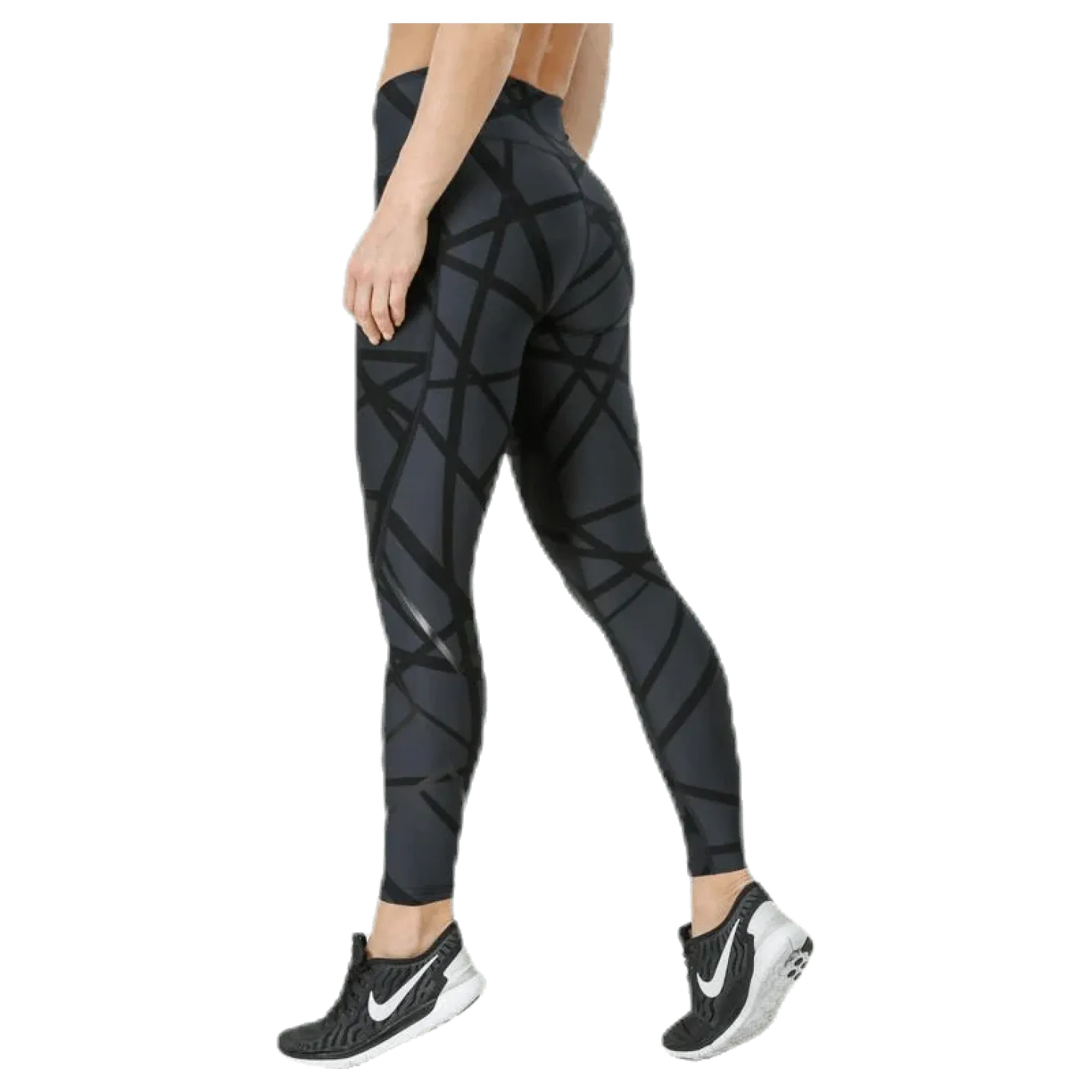 Print Mid-Rise Compression Tights W Black/Grey