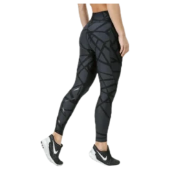 Print Mid-Rise Compression Tights W Black/Grey